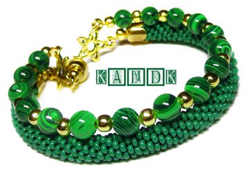 Двойной малахитовый браслет "Хозяйка медной горы"