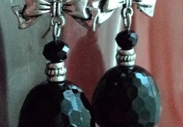 Серьги Чёрные с Бантиком