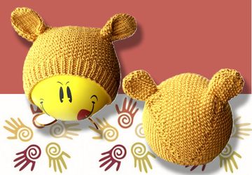 Вязаный чепчик шапочка "Мишка"