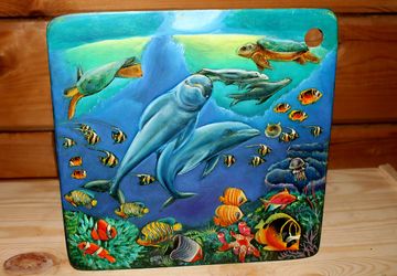 Доска разделочная Дельфины