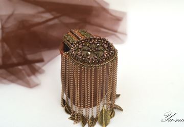 Эполет из бисера, цепей, канители, Погон " Бронзовый лист"