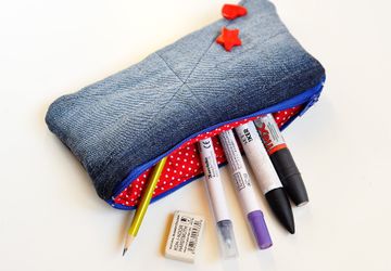 Как сделать пенал из старых джинсов