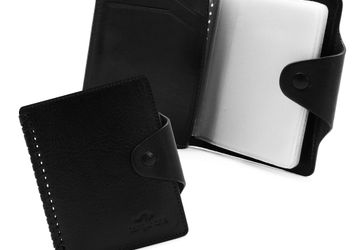 Кожаная визитница с плетением Cangurione 3310-001 V/Black