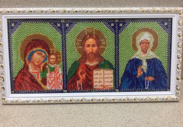 Триптих Казанская Богородица Христос Спаситель Матрона Московская