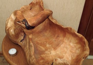 Поднос для фруктов из березового капа Лебедь.