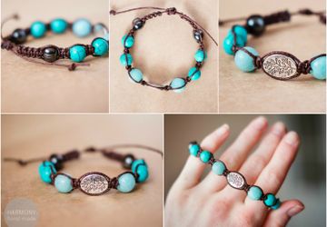 Браслет шамбала "Бирюзовая ветвь"