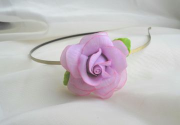 Ободок с розой из холодного фарфора.