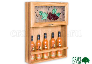 Винная полка из дуба с витражом Тиффани