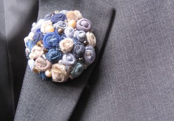 Текстильная брошь "Агат и деним"