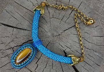 Кулон "Золото моря" с камнем тигровый глаз.