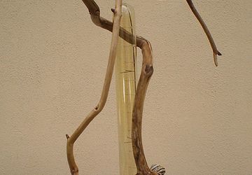 Деревянный LED светильник настольный из элементов вяза и яблони, ручная работа