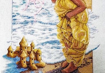 Вышитая картина Замок из песка