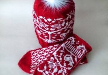 Шапка и варежки " Птички "