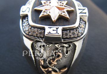 Серебряный перстень роза ветров