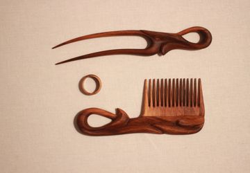 Деревянный набор для волос "Орех".