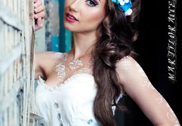 Комплект букет-дублёр и украшение в волосы "Бирюзовая лагуна"