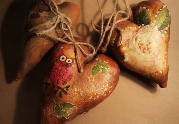 Текстильные кофейные сердечки