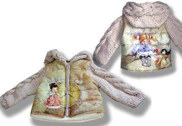 Куртка комбинированная с фотопринтом "Феи"