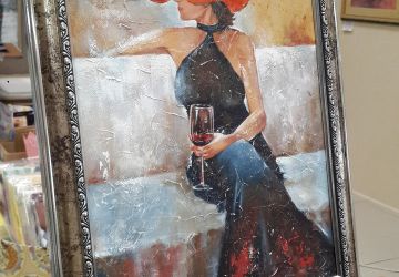 картина маслом Женщина с бокалом.