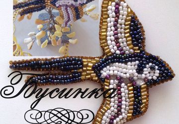 Брошь из бисера. Птичка