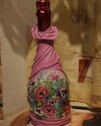 Декупаж бутылок колготками