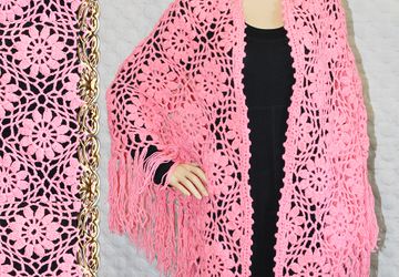 Вязаная шаль крючком Морошка.