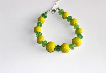 Браслет "Лето" с бусинами из полимерной глины и стекла