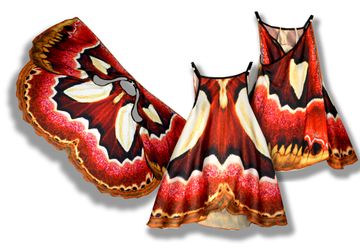 Сарафан, имитирующий крылья бабочки Ротшильдия, фотопринт