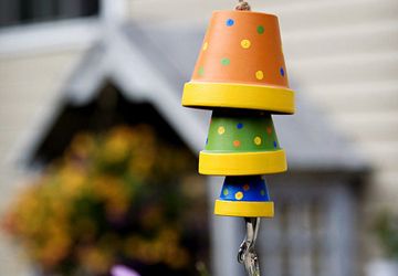 Музыка ветра из цветочных горшков своими руками.