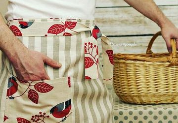 Мужской фартук"Снегири", готовая работа