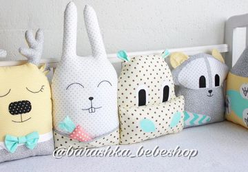 Фигурные бортики зверята в кроватку