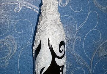 Декупаж бутылок туалетной бумагой