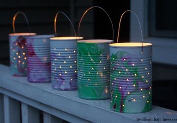 Мраморные светильники из жестяных банок.