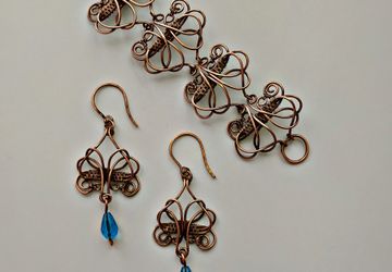 Комплект украшений из меди "Незабудки"