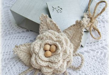 Брошь "Льняная роза"