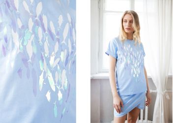 Футболка свободного кроя с рыбками