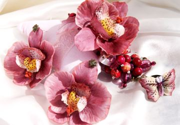 набор бордовые орхидеи