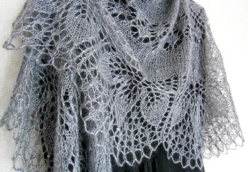 Ажурная шаль вязаная пуховая Туманный Ноябрь, шаль спицами