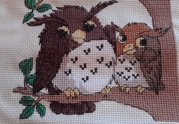 Вышитая картина "Совушки"