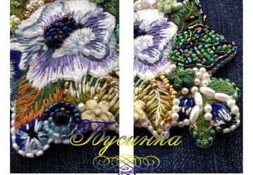 Шикарная брошь в смешанной технике