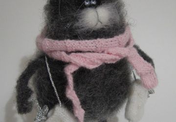 Вязанный кот зимний
