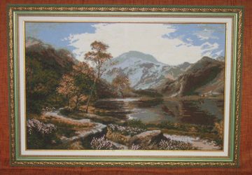 вышитая картина Озеро в горах