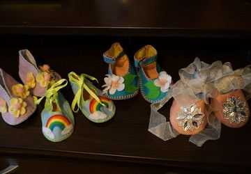 фетровые пинетки для малышки. 10см. по стельке.