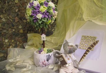 Кот Ученый (композиция: топиарий и игрушка тильда)