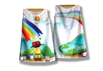 Платье для девочки "Нарисованная радуга" фотопринт