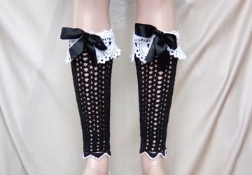 гетры Черно-белые кружева