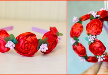 Ободок с красными розами