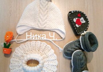 Комплект :шапочка на флисовой подкладке+манишка+сапожки