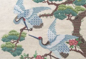 Журавли. Вышитая картина крестом