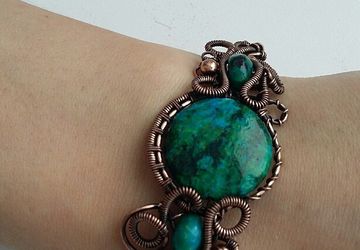 Медный браслет с азуритом
